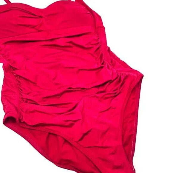 Bond-Eye Australia Red One Piece Tummy Control Ruched Front Swimsuit - Picture 4 of 9